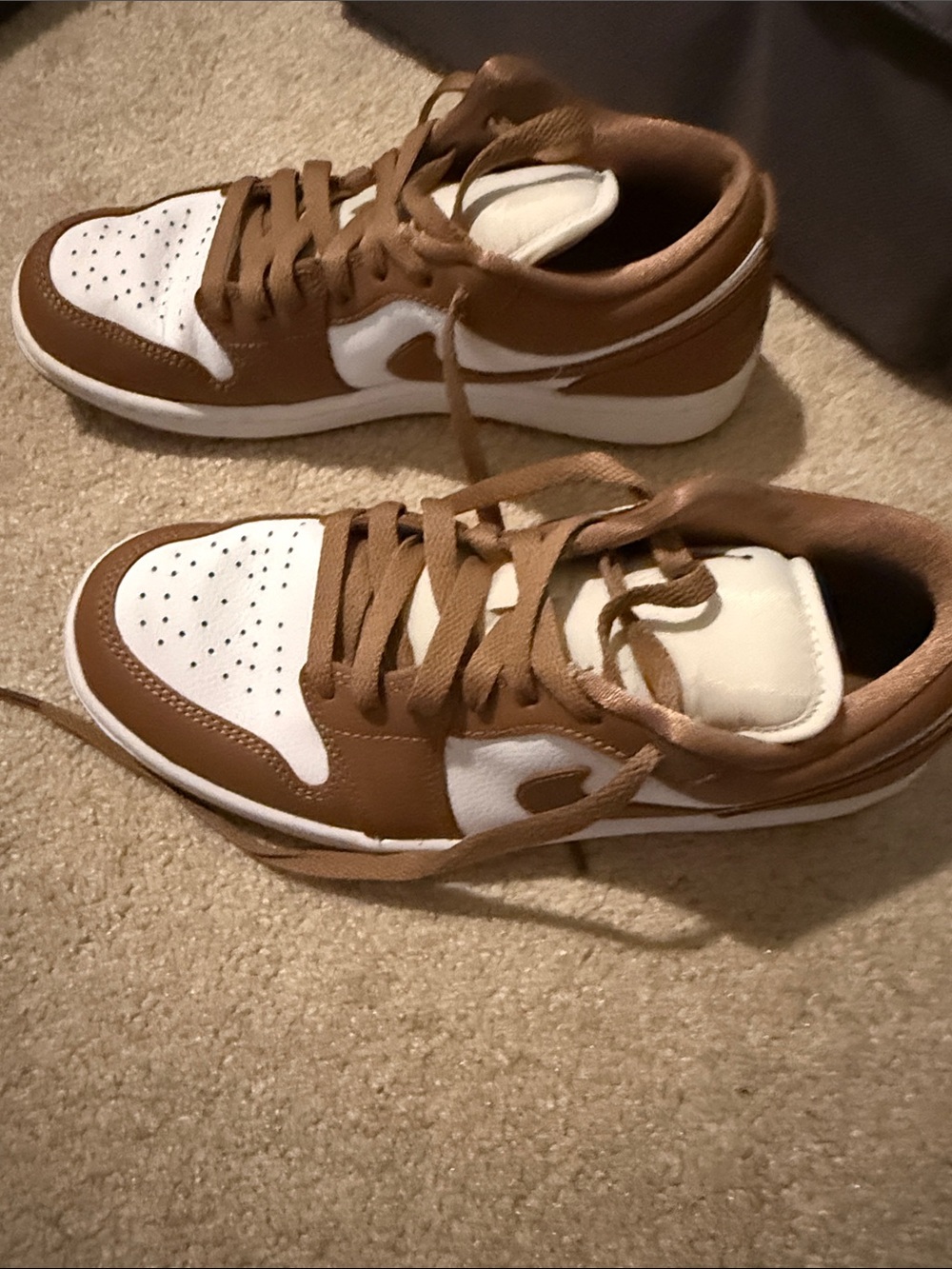 Womens Brown and White Low-Top Sneakers